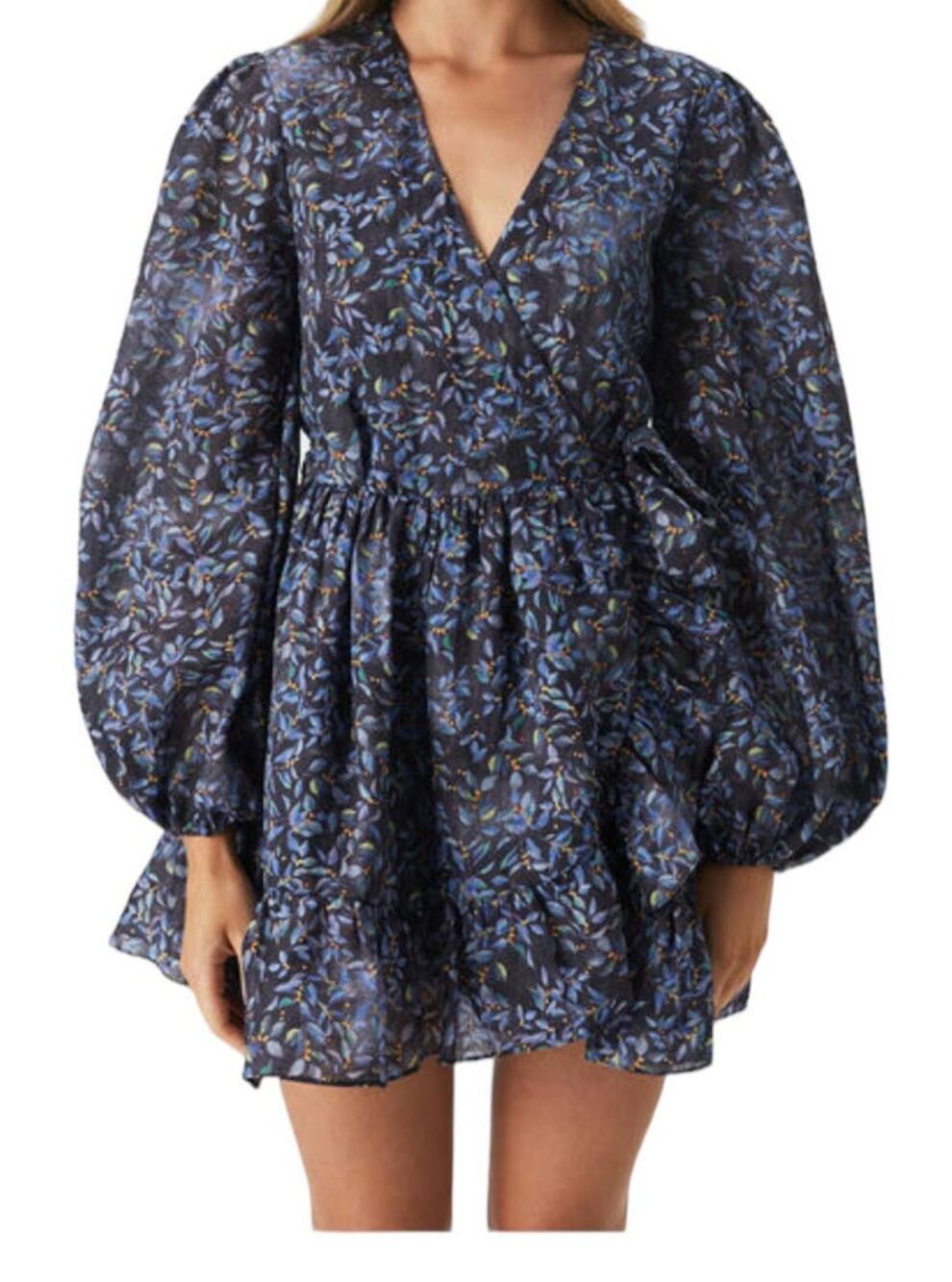 Bardot dress Kiera floral wrap long sleeve minidress size 6 M